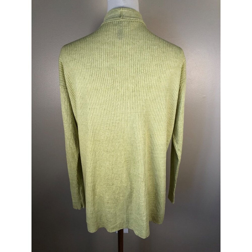NWOT Eileen Fisher Cardigan Organic Linen Delave High Collar in Canary Sz S/P - Picture 3 of 10